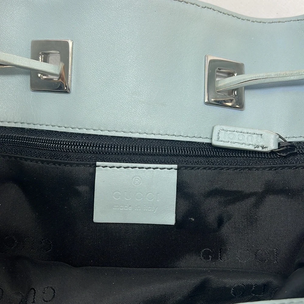 Gucci Ballistic Nylon & Leather Seafoam Drawstring Shoulder Bag